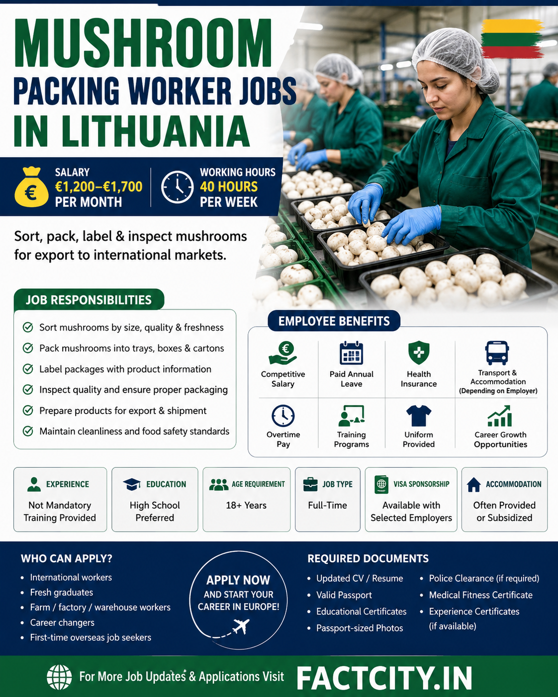 Mushroom Packing Worker Jobs in Lithuania