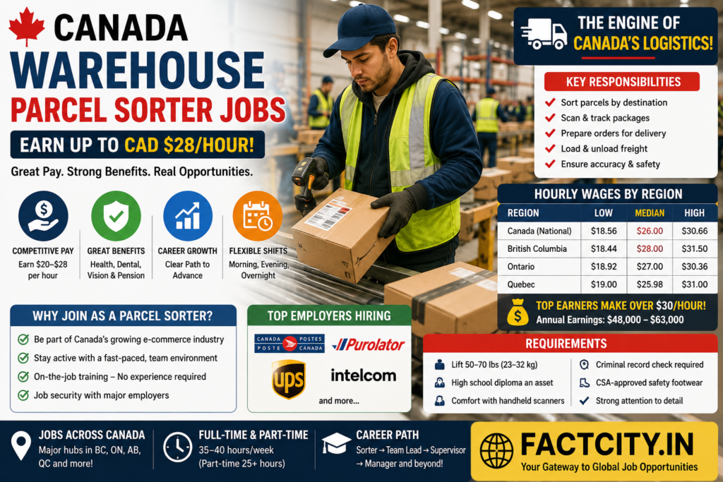 Warehouse Parcel Sorter Jobs in Canada