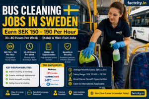 Bus Cleaning Jobs in Sweden – SEK 150–190/hour – 30–40 hours/week – Clean buses, sanitize interiors & remove waste.