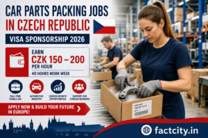 Car Parts Packing Jobs in Czech Republic – CZK 150–200/hour – 40 hours/week – Pack automotive parts, label boxes & prepare orders.