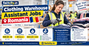 Clothing Warehouse Assistant Jobs in Romania – RON 20–30/hour – 40 hours/week – Sort clothing, prepare orders & organize warehouse stock.