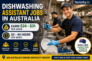 Dishwashing Assistant Jobs in Australia – AUD $24–31/hour – 30–40 hours/week – Wash dishes, clean kitchen equipment & maintain hygiene.