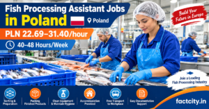 Fish Processing Assistant Jobs in Poland – PLN 28–40/hour – 40–48 hours/week – Sort fish, pack products & clean processing equipment.