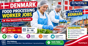 Food Processing Worker Jobs in Denmark – DKK 130–175/hour – 35–40 hours/week – Prepare food items, pack products & follow hygiene rules.
