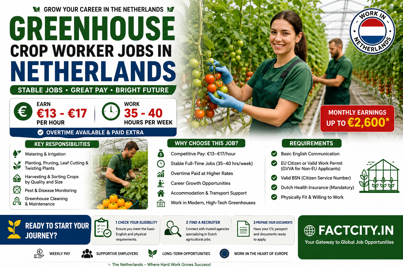 Greenhouse Crop Worker Jobs in the Netherlands