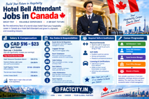 Hotel Bell Attendant Jobs in Canada – CAD $16–23/hour – 30–40 hours/week – Assist guests with luggage, deliver items & support hotel services.