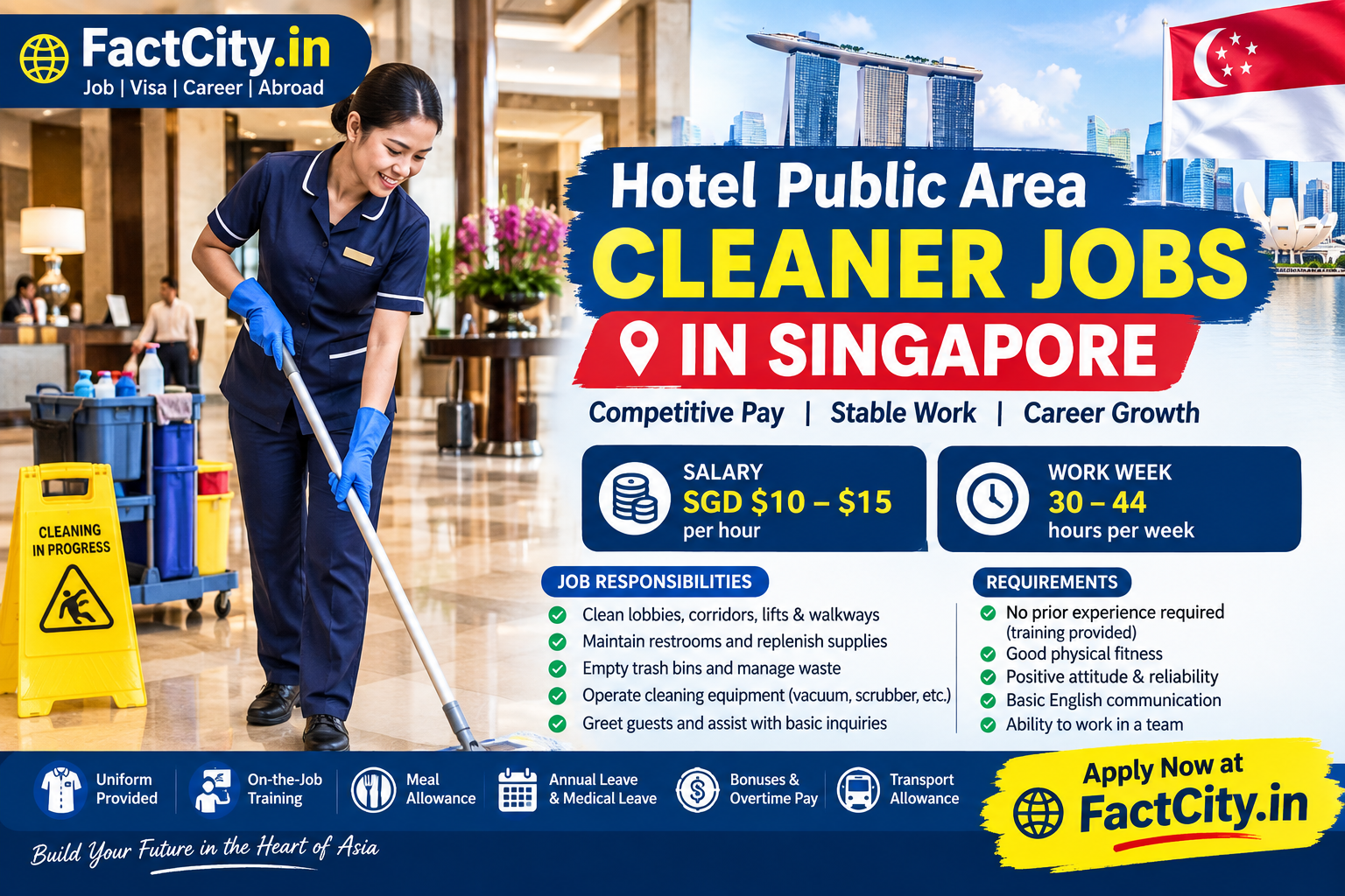 Hotel Public Area Cleaner Jobs in Singapore
